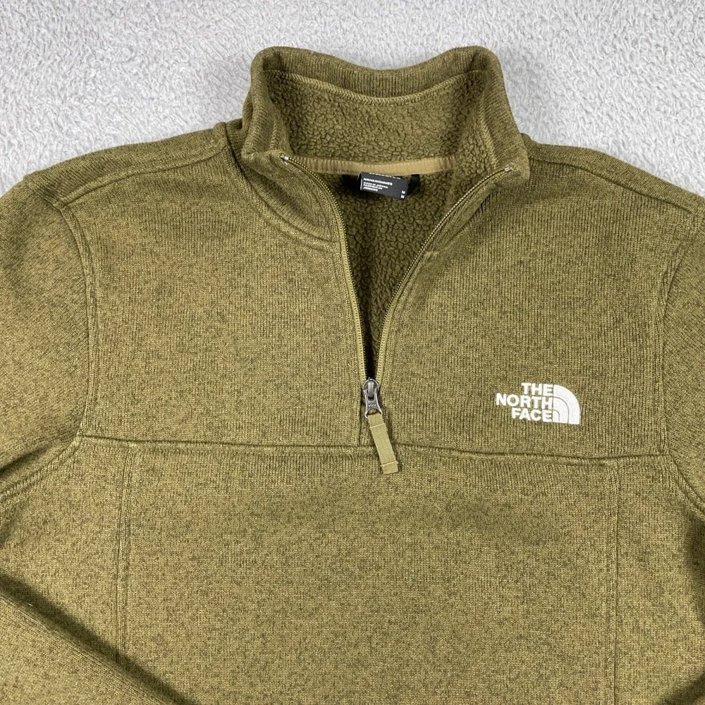 The North Face Gordon Lyons 1/4 Zip Fleece Mens Medium Olive Green Sweater